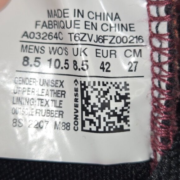 LEATHER CHUCK TAYLOR CONVERSE ALL STAR HIGH TOPS MEN'S US 8.5 UNISEX - Picture 10 of 13